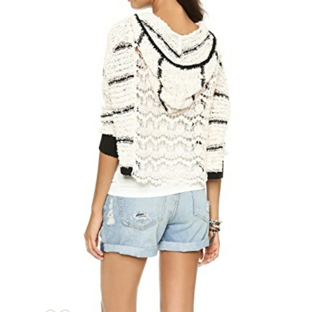 FREE PEOPLE CROPPED ZIP-UP SWEATER WITH HOOD - Picture 9 of 10